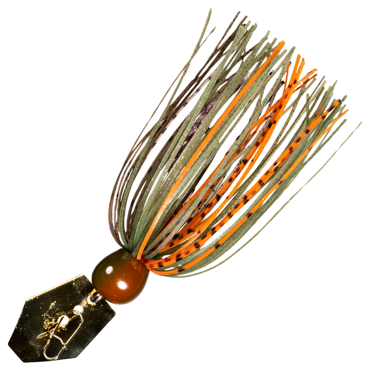 Z-Man Mini Max Chatterbait 14g, väri Blue Gill: ruskea pää, oranssi ja oliivinvihreä helma, kultainen lapa
