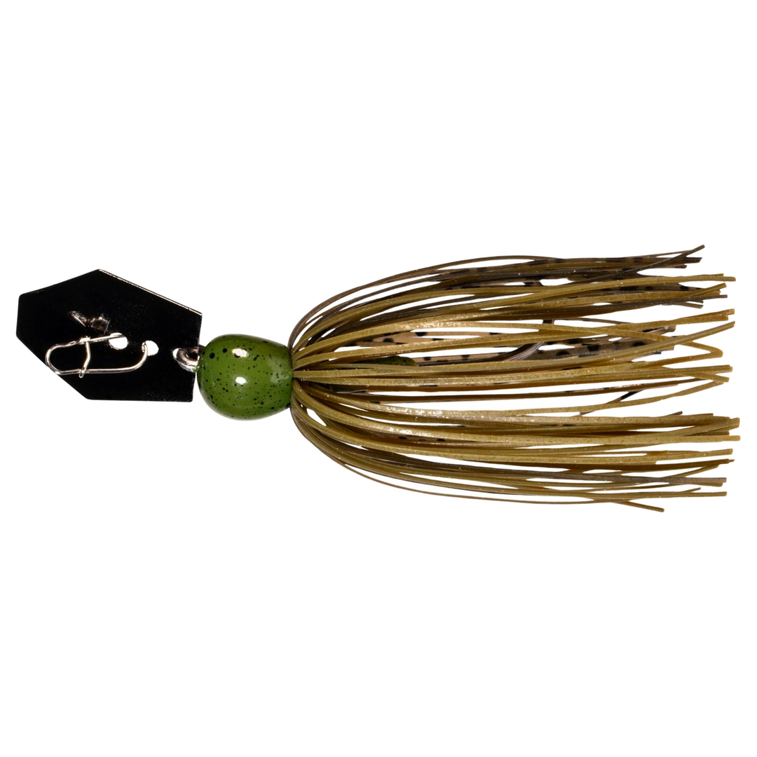 Z-Man Mini Max Chatterbait 14g Green Pumpkin sivulta, pää vasemmalla