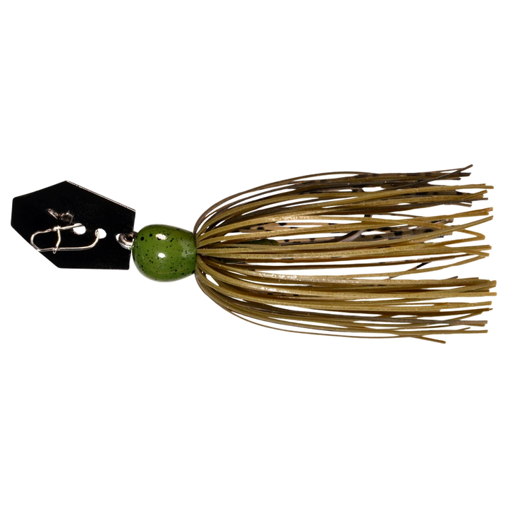 Z-Man Mini Max Chatterbait 14g Green Pumpkin sivulta, pää vasemmalla