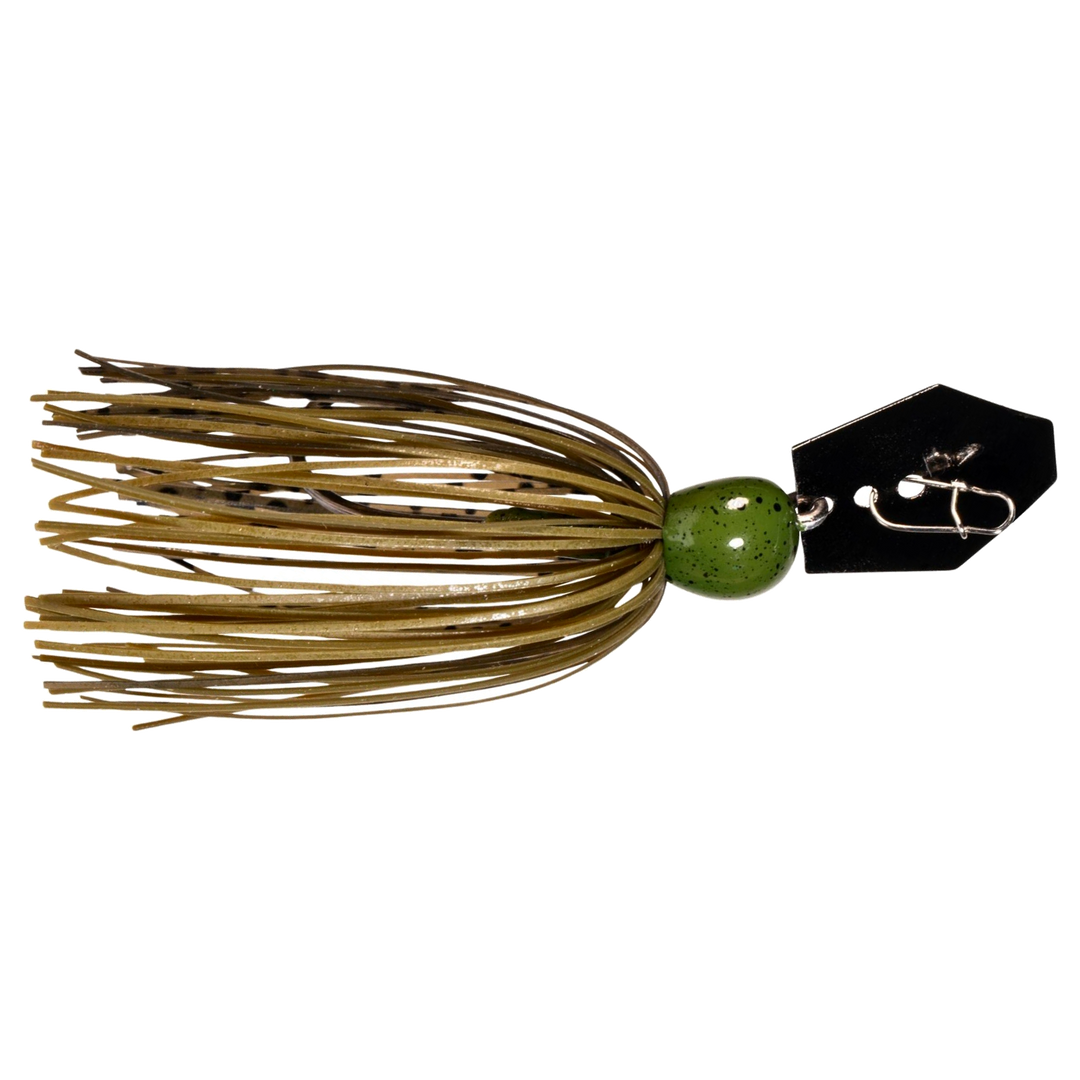 Z-Man Mini Max Chatterbait 14g Green Pumpkin sivulta, pää oikealla