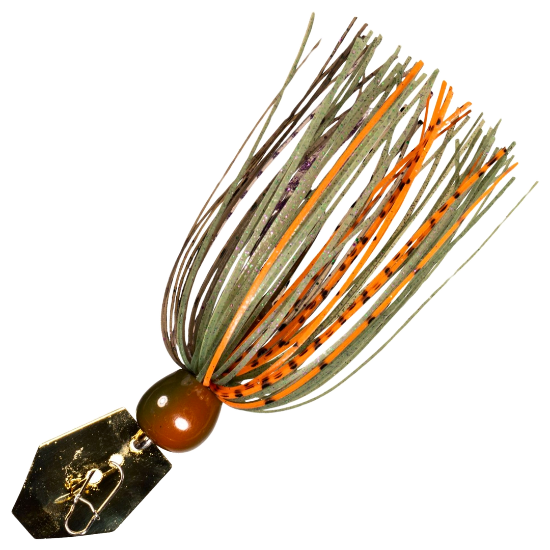 Z-Man Mini Max ChatterBait 7g, väri Blue Gill: ruskea pää, oranssi ja oliivinvihreä helma, kultainen lapa