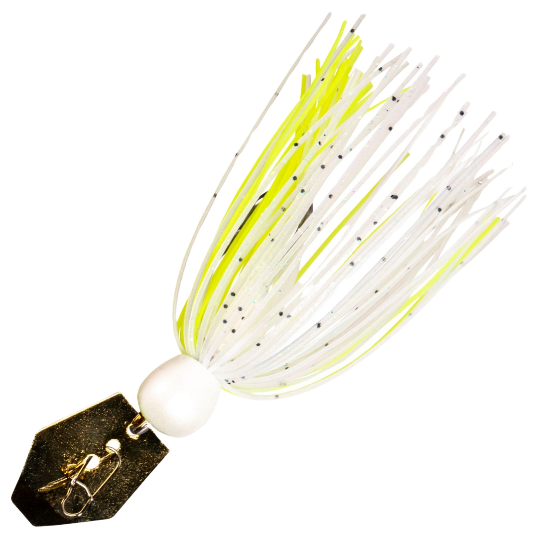 Z-Man Mini Max ChatterBait 7g, väri Chart/White: valkoinen pää, valkoinen ja keltainen helma, musta lapa