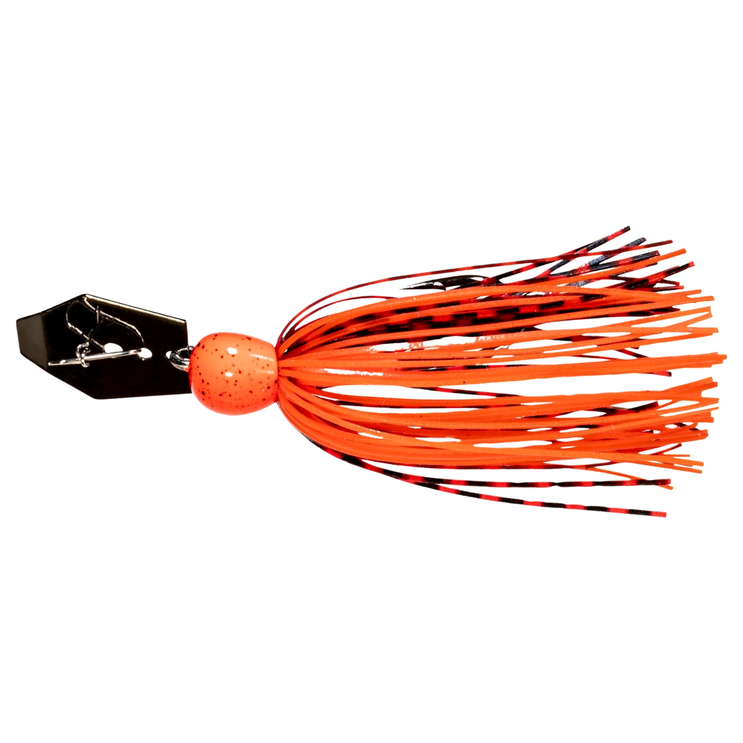 Z-Man Mini Max ChatterBait 7g Fire Craw sivulta, pää vasemmalla
