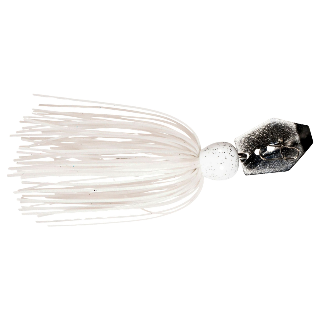 Z-Man Mini Max ChatterBait 7g Pearl Ghost sivulta, pää oikealla