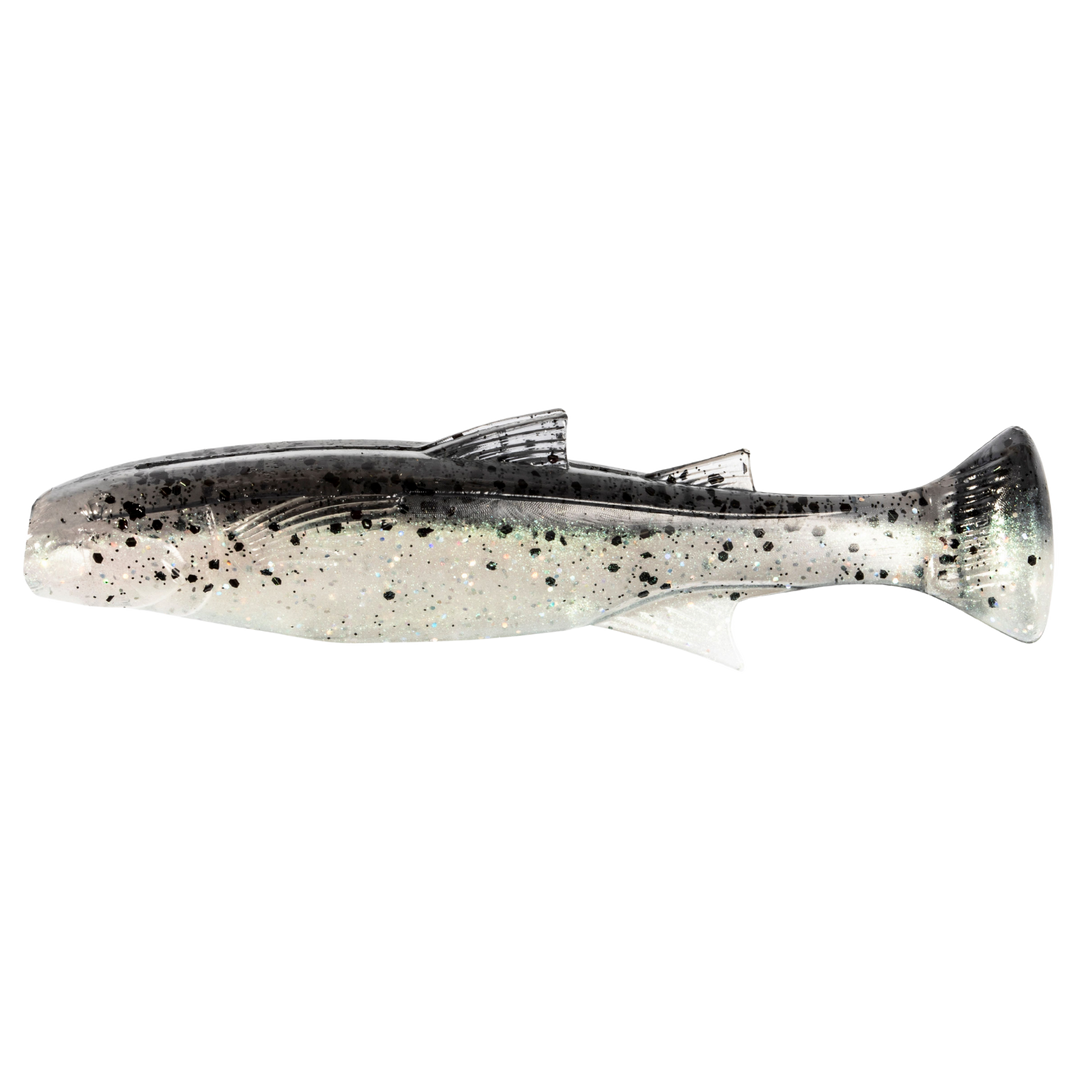 Z-Man Mulletron Jigi 3.3" Bad Shad sivulta, pää vasemmalla