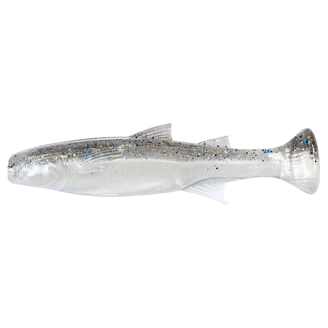 Z-Man Mulletron Jigi 3.3" Smoky Shad sivulta, pää vasemmalla