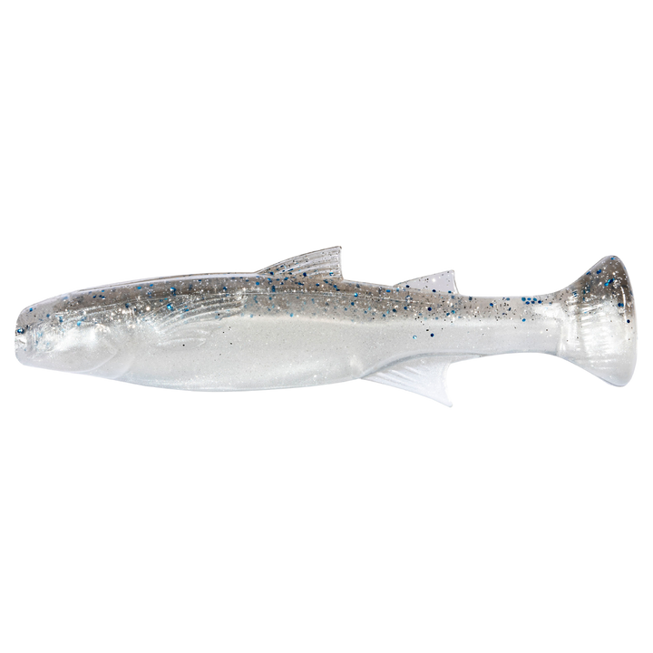 Z-Man Mulletron Jigi 3.3" Smoky Shad sivulta, pää vasemmalla