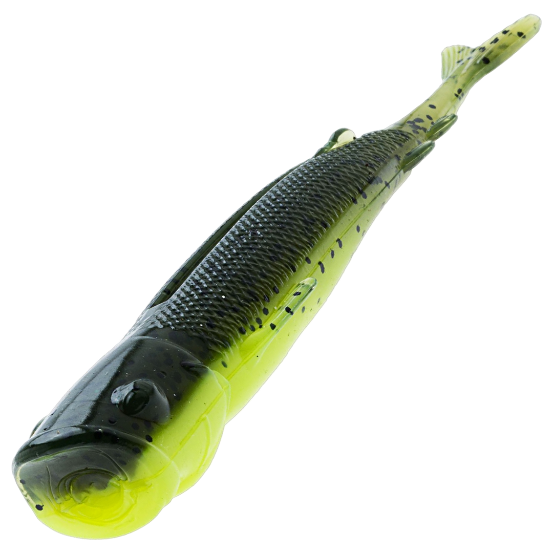 Z-Man Pop Shadz Jigi 4", väri Watermelon/Chartreuse: vihreä selkä ja kellanvihreä vatsa