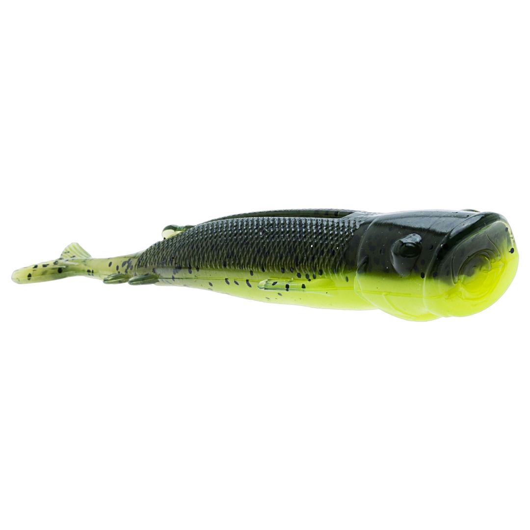 Z-Man Pop Shadz Jigi 4" Watermelon/Chartreuse sivulta, pää oikealla