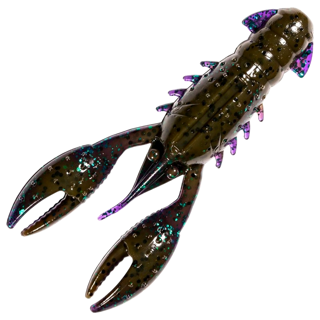 Z-Man Pro CrawZ Jigi 3.5", väri Bama Bug: vihreänruskea yläpuoli, sininen alapuoli ja violetit yksityiskohdat