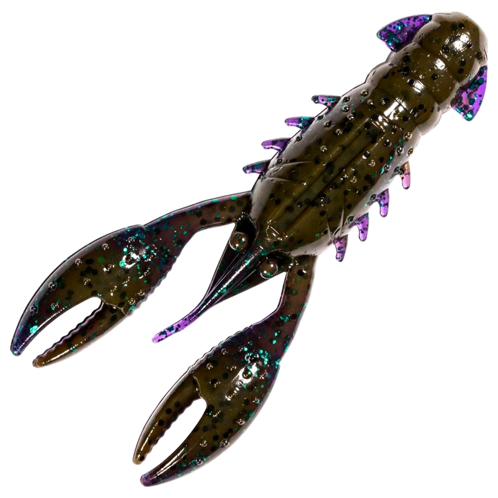 Z-Man Pro CrawZ Jigi 3.5", väri Bama Bug: vihreänruskea yläpuoli, sininen alapuoli ja violetit yksityiskohdat