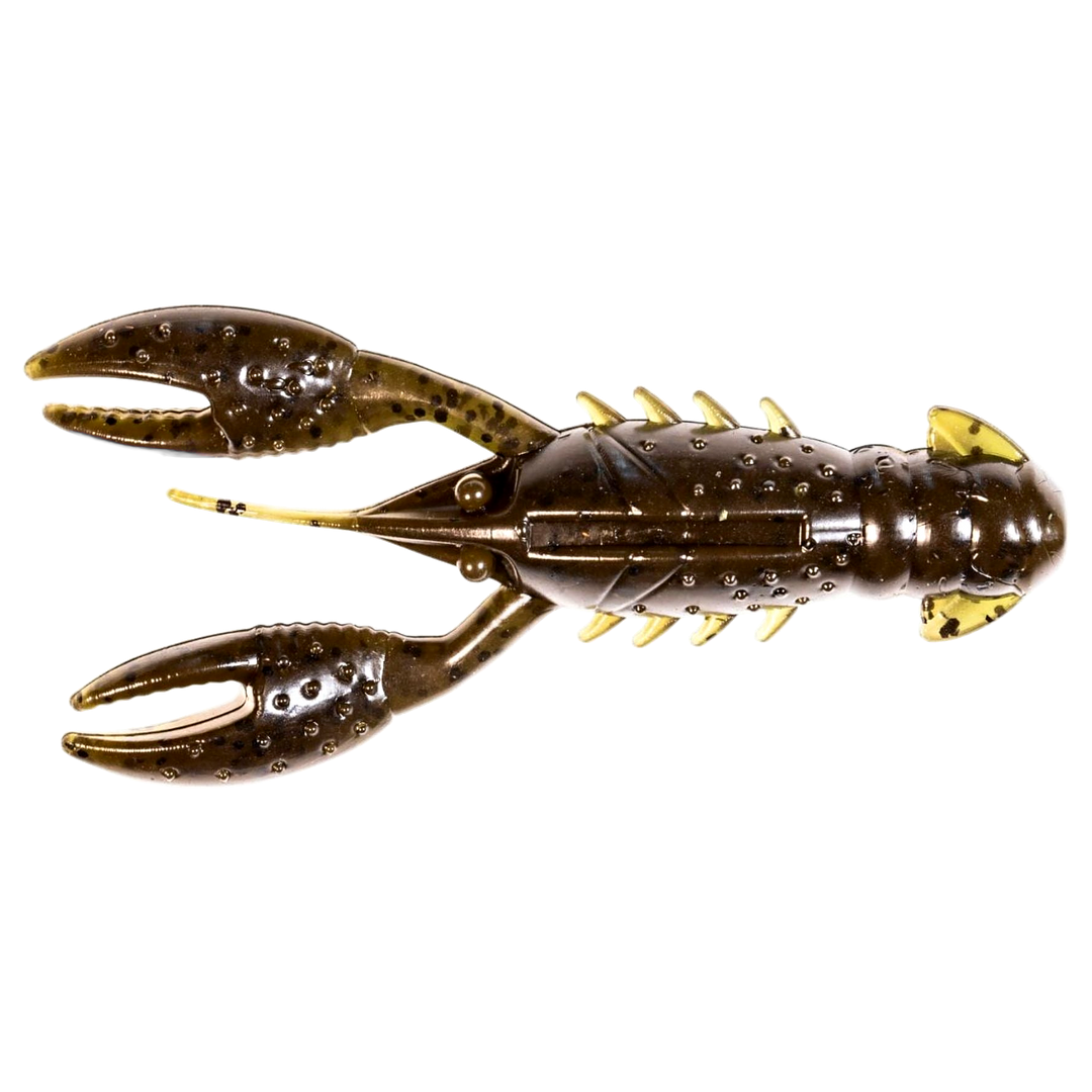 Z-Man Pro CrawZ Jigi 3.5" Green Pumpkin yläpuolelta, pää vasemmalla