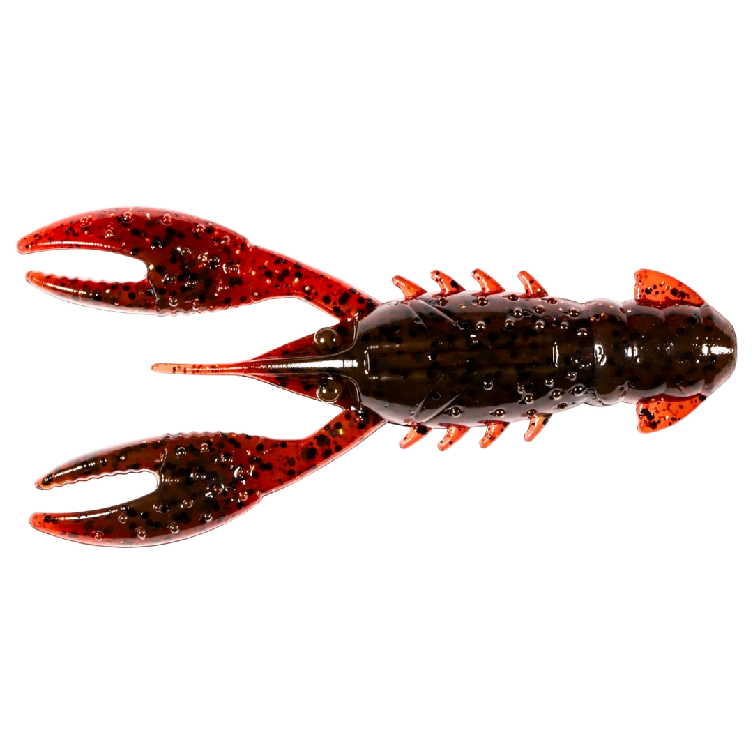 Z-Man Pro CrawZ Jigi 3.5" Hot Craw yläpuolelta, pää vasemmalla