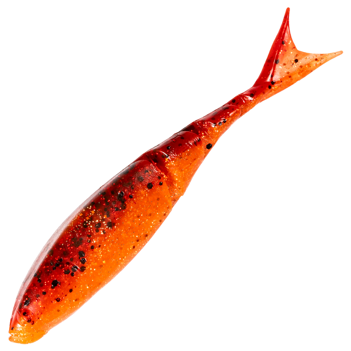 Z-Man Razor ShadZ Jigi 4.5", väri Fire Craw: punaoranssi runko ja tummat pilkut