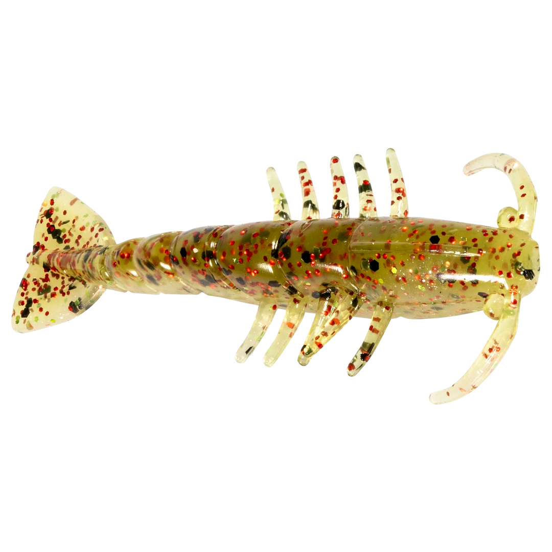 Z-Man Salty Ned ShrimpZ Jigi 2.5" Houdini sivulta, pää oikealla