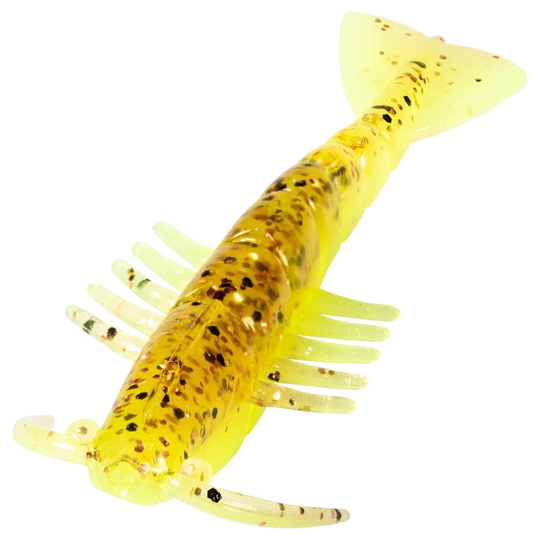 Z-Man Salty Ned ShrimpZ Jigi 2.5", väri Sexy Penny: kuparinruskea selkä ja kellanvihreä vatsa