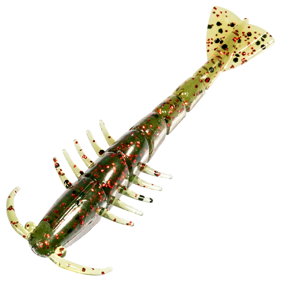 Z-Man Salty Ned ShrimpZ Jigi 2.5", väri Waterlemon Red: vihreä runko ja punaiset hileet