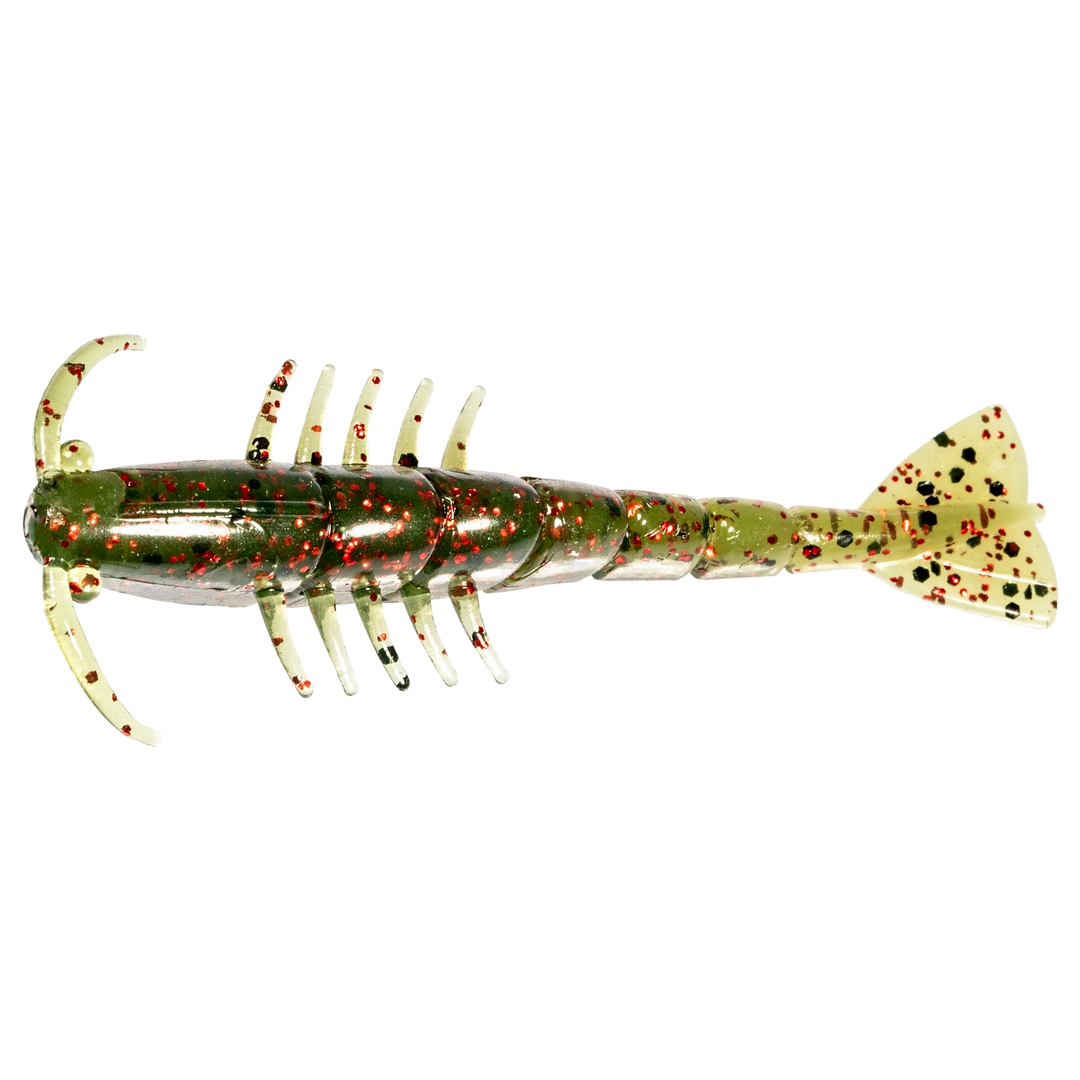 Z-Man Salty Ned ShrimpZ Jigi 2.5" Waterlemon Red sivulta, pää vasemmalla