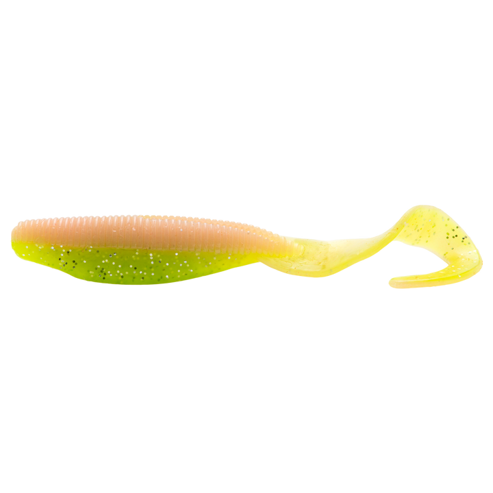 Z-Man Scented Curly TailZ Jigi 4" Electric Chicken sivulta, pää vasemmalla