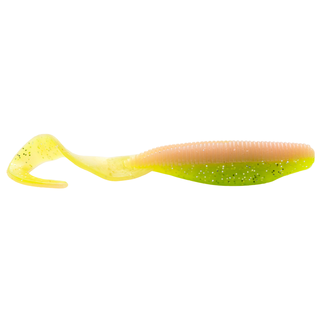 Z-Man Scented Curly TailZ Jigi 4" Electric Chicken sivulta, pää oikealla