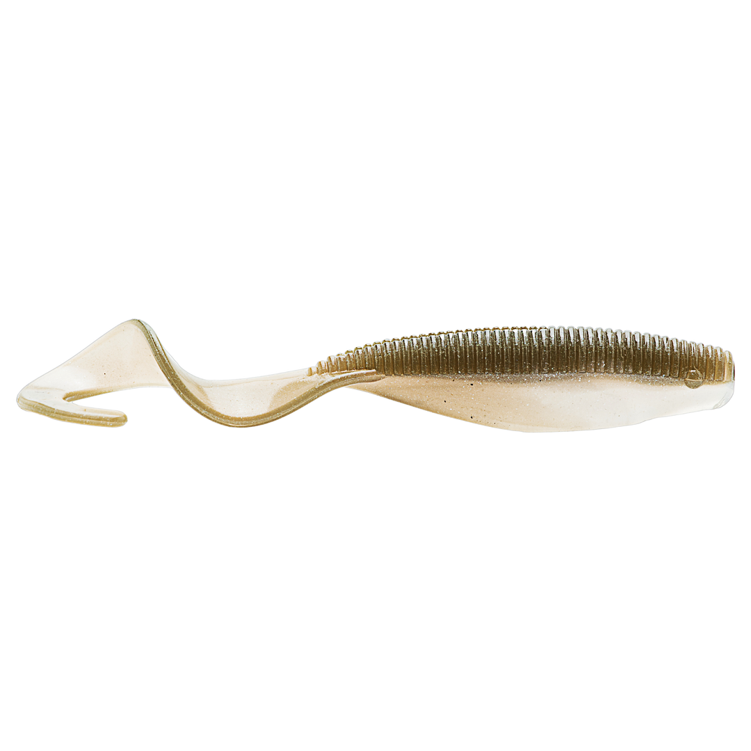 Z-Man Scented Curly TailZ Jigi 4" Shiner sivulta, pää oikealla