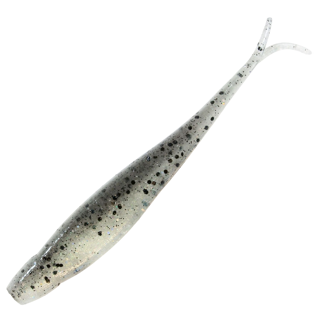 Z-Man Scented Jerk ShadZ Jigi 3.5", väri Bad Shad: harmaa selkä, hopeinen kylki ja mustat pilkut