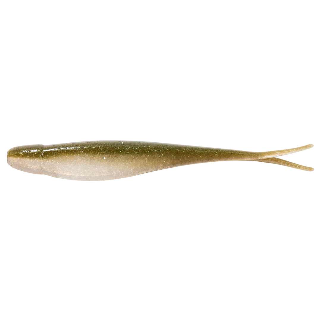 Z-Man Scented Jerk ShadZ Jigi 3.5" Shiner sivulta, pää vasemmalla
