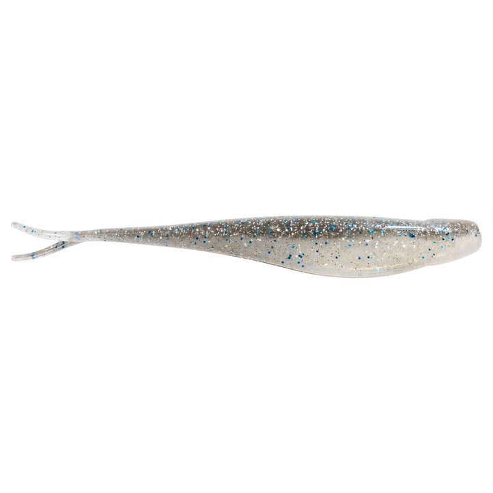 Z-Man Scented Jerk ShadZ Jigi 3.5" Smoky Shad sivulta, pää oikealla