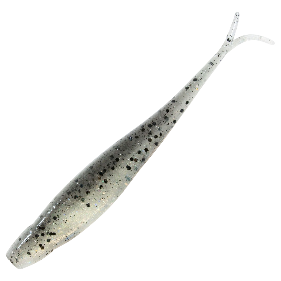 Z-Man Scented Jerk ShadZ Jigi 3", väri Bad Shad: harmaa selkä, hopeinen kylki ja mustat pilkut