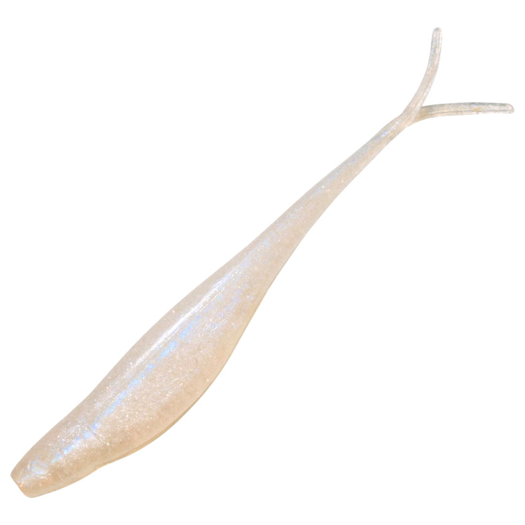 Z-Man Scented Jerk ShadZ Jigi 3", väri Gussys Glimmer Blue: läpikuultava valkoinen runko ja sininen hohde