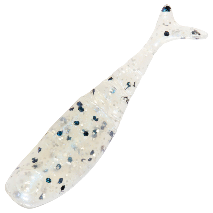 Z-Man Shad FryZ Jigi 1.75", väri Blue Glimmer Sparkle: läpikuultava runko, mustat ja siniset pilkut