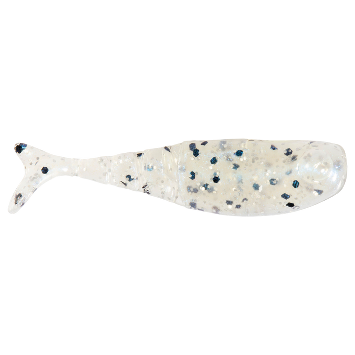 Z-Man Shad FryZ Jigi 1.75" Blue Glimmer Sparkle sivulta, pää oikealla