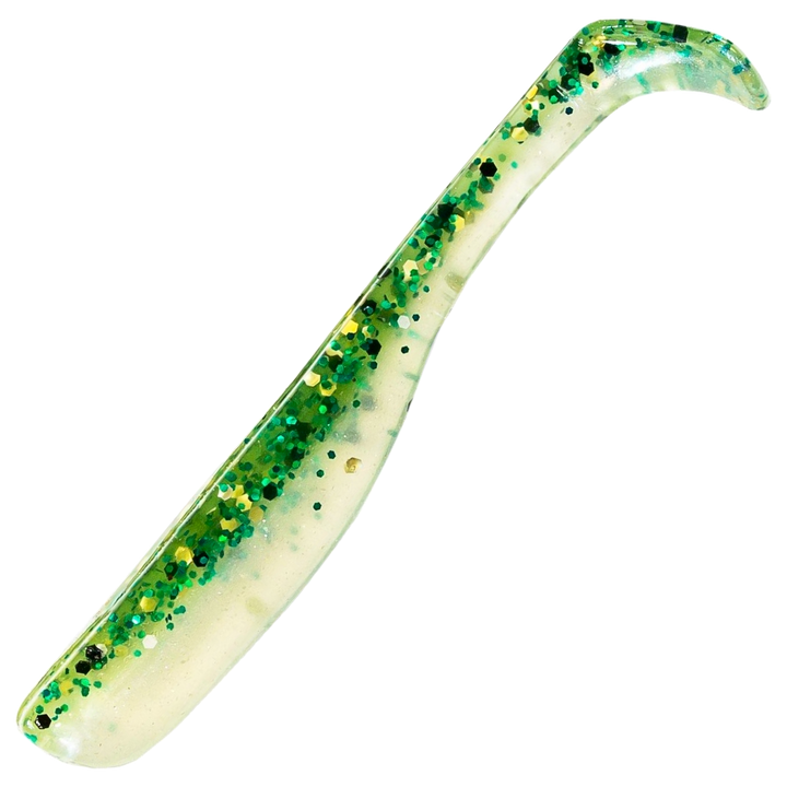 Z-Man Slim SwimZ Jigi 2.5", väri Baby Bass: vihreä selkä, valkoinen vatsa ja hileet