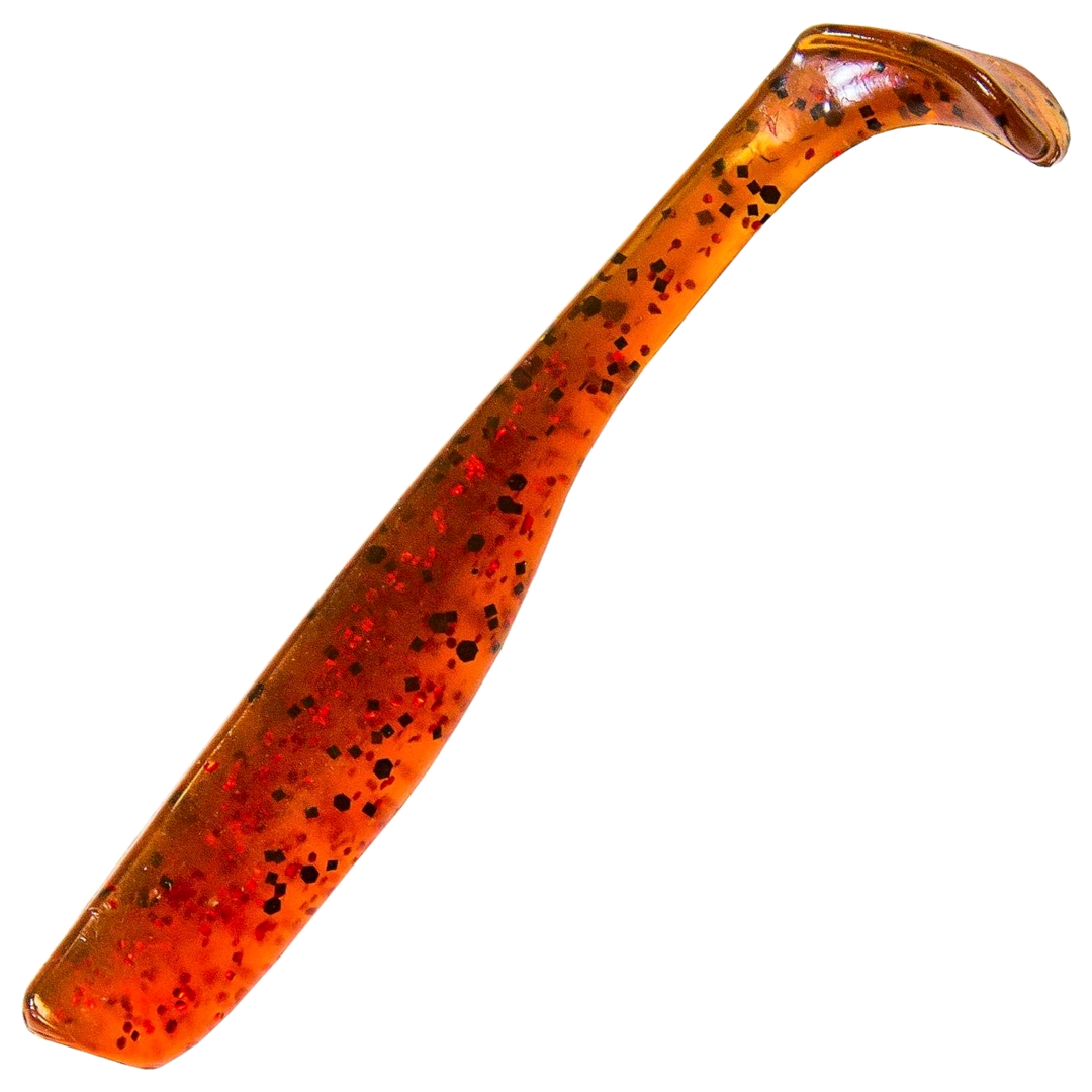 Z-Man Slim SwimZ Jigi 2.5", väri Calico Candy: oranssinpunainen runko ja tummat hileet