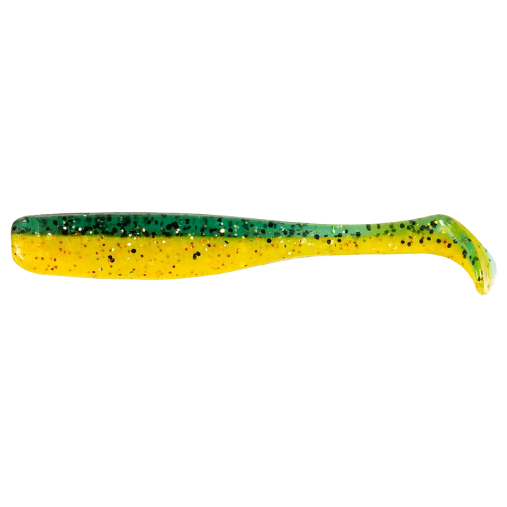 Z-Man Slim SwimZ Jigi 2.5" Pro Yellow Perch sivulta, pää vasemmalla