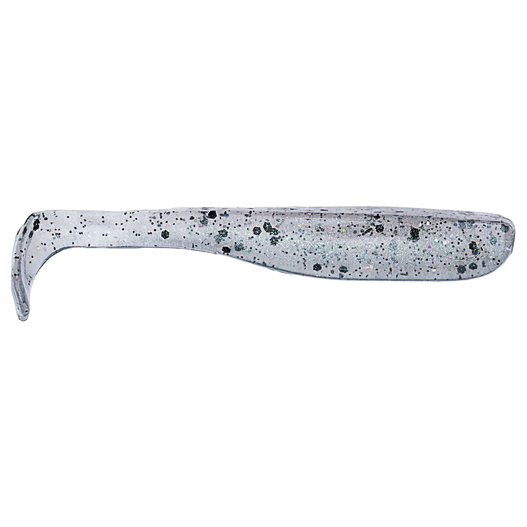 Z-Man Slim SwimZ Jigi 2.5" Smoke Hologram sivulta, pää oikealla