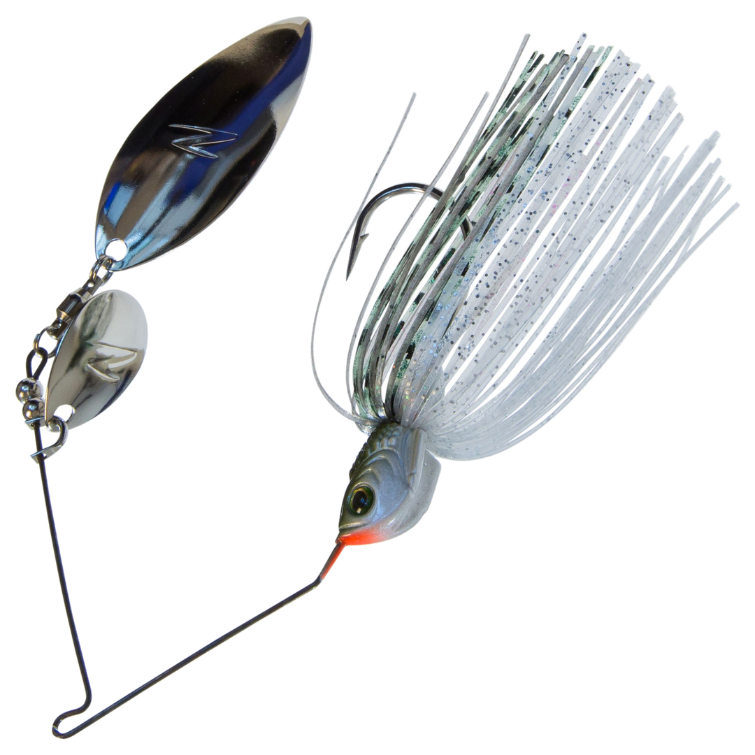Z-Man SlingbladeZ Spinnerbait WC 14g, väri Greenback Shad: harmaa pää, vihreänharmaa ja valkoinen helma, hopeiset lavat