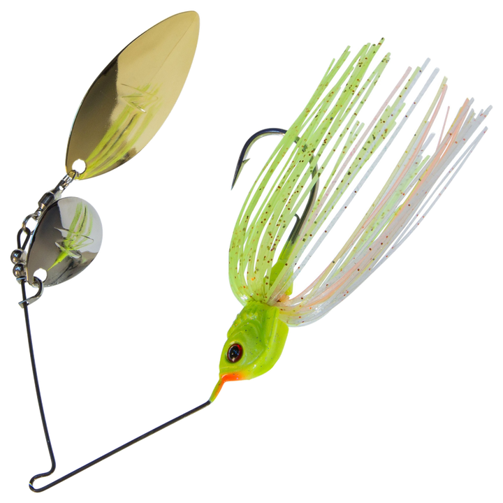Z-Man SlingbladeZ Spinnerbait WC 14g, väri Red Perch: keltavihreä pää, keltavihreä ja oranssi helma, kulta- ja hopealapa