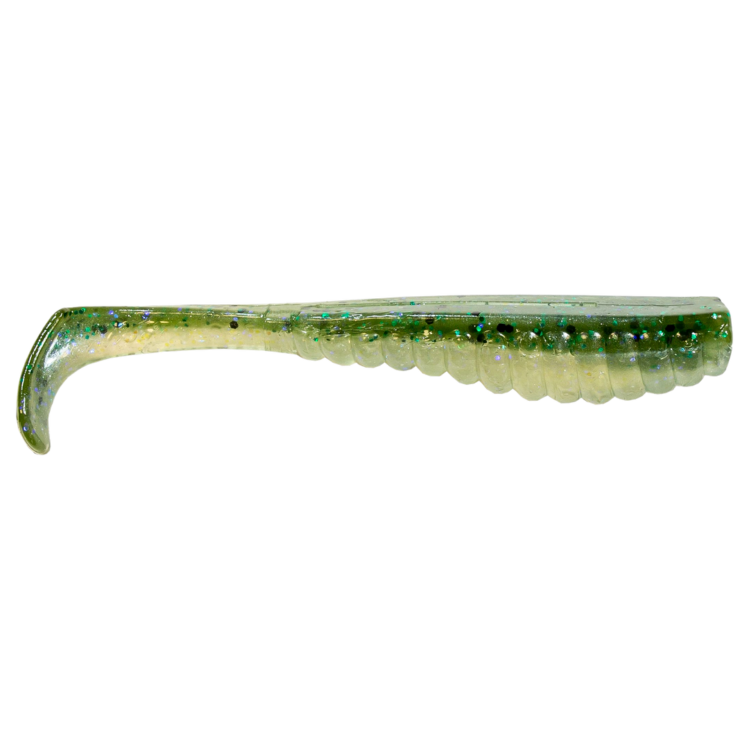 Z-Man Swimmin Trout Trick Jigi 3.5" Green Lantern sivulta, pää oikealla