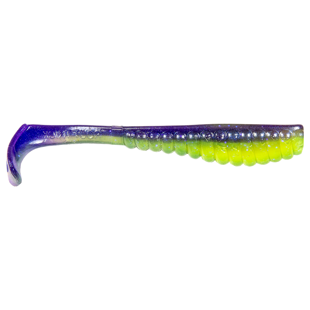 Z-Man Swimmin Trout Trick Jigi 3.5" Purple Death sivulta, pää oikealla