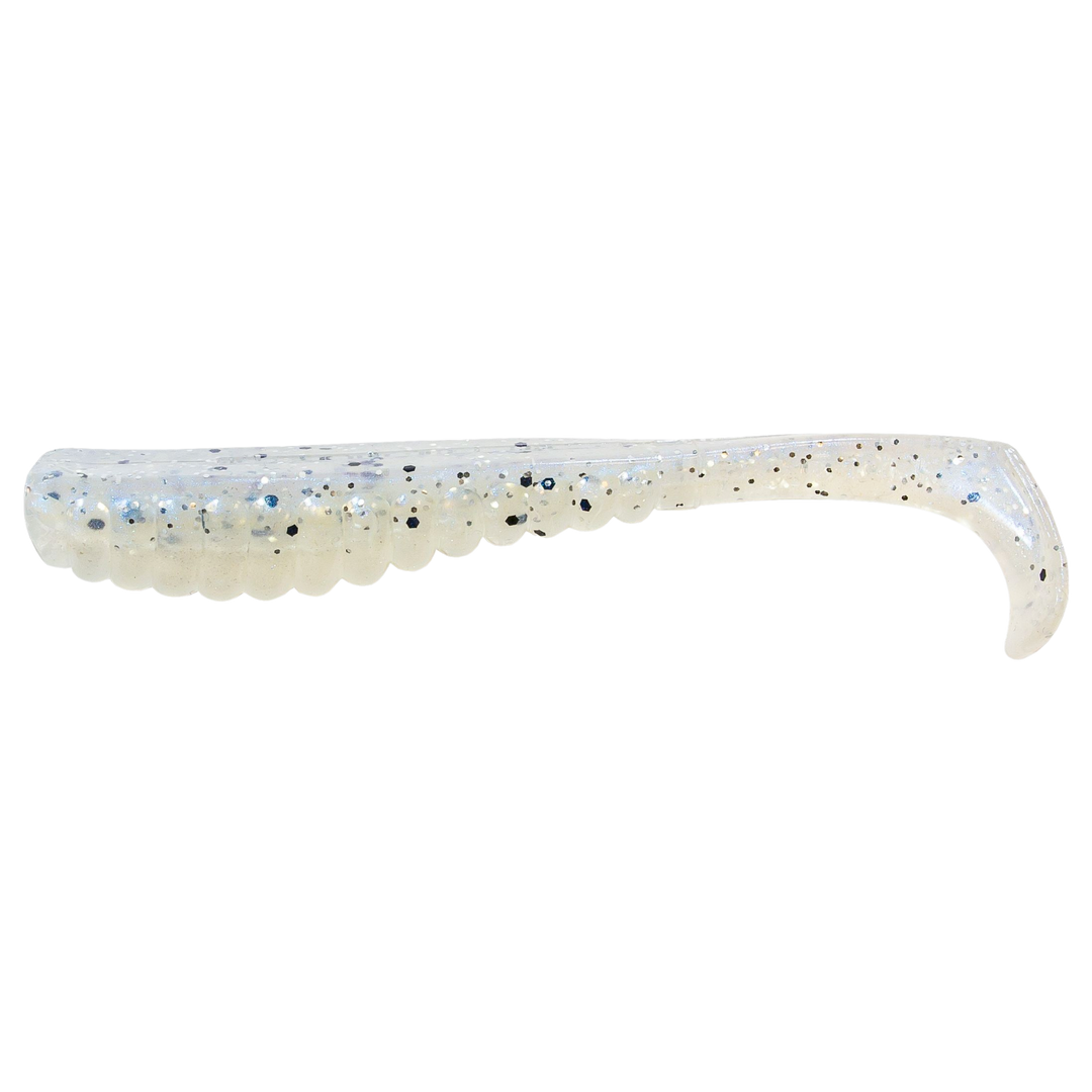 Z-MAN Swimmin Trout Trick Jigi 3,5" Pearl Blue Glimmer sivulta, pää vasemmalla