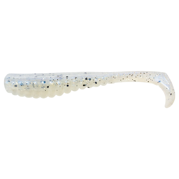 Z-MAN Swimmin Trout Trick Jigi 3,5" Pearl Blue Glimmer sivulta, pää vasemmalla