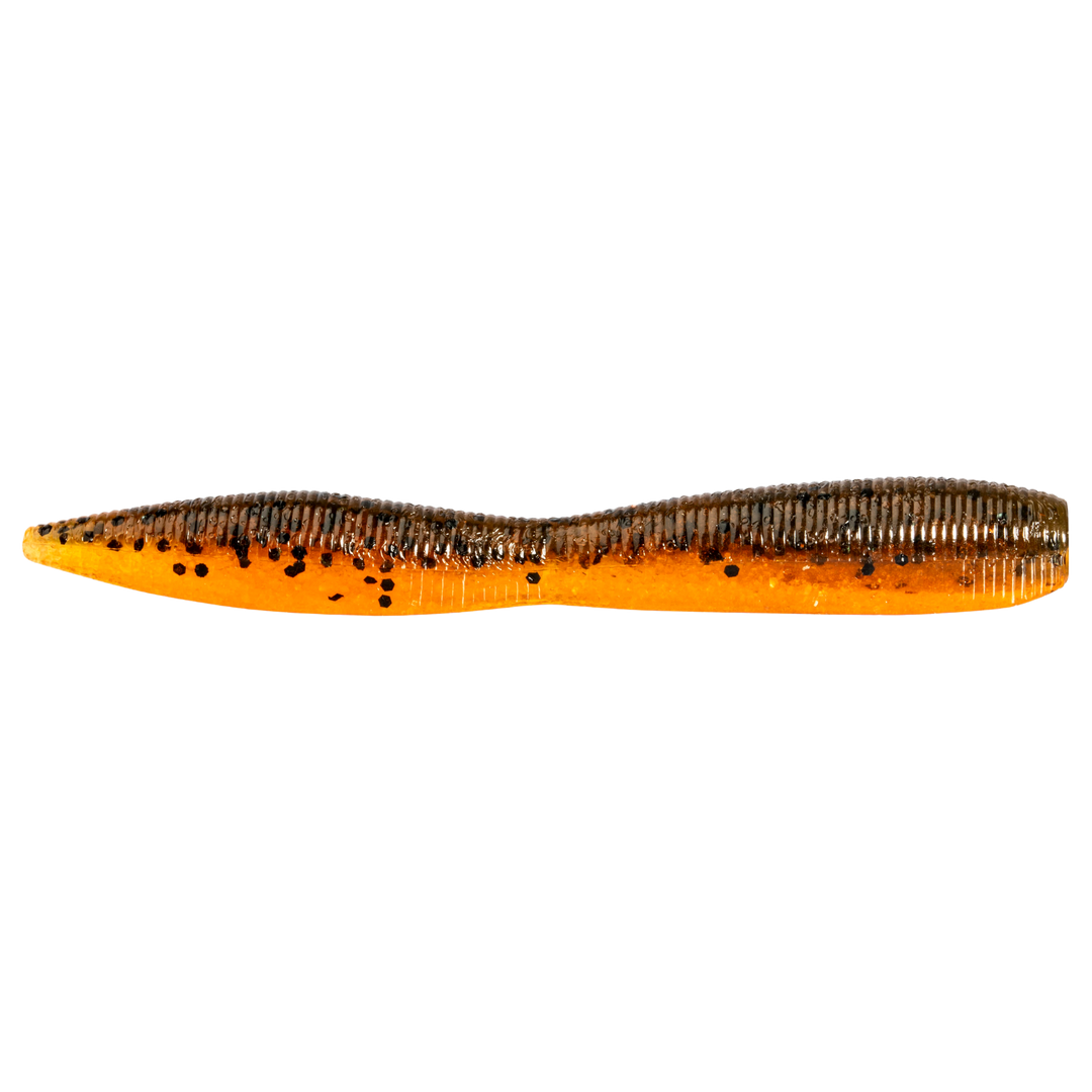 Z-Man TRD FattyZ Jigi 3.25" Green Pumpkin Orange sivulta, pää oikealla
