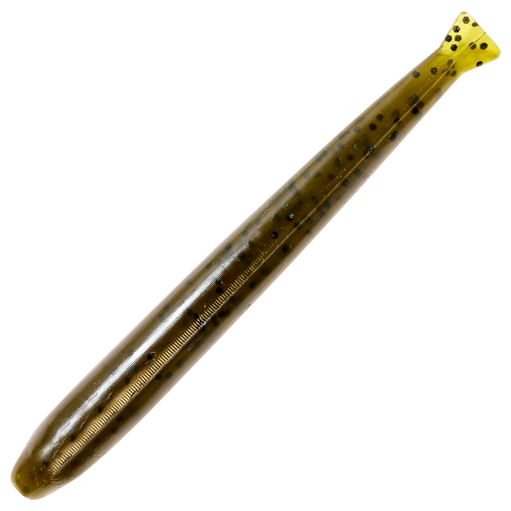 Z-Man TRD MinnowZ Jigi 3.5", väri Green Pumpkin: vihreänruskea runko ja tummat pilkut