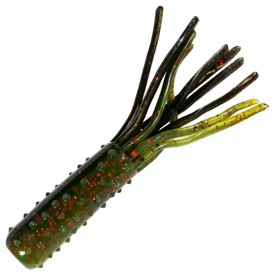 Z-Man TRD Tubez Jigi 2.75", väri California Craw: tummanruskea runko ja punaiset hileet