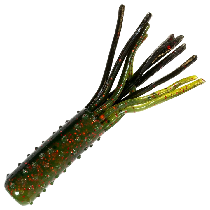 Z-Man TRD Tubez Jigi 2.75", väri California Craw: tummanruskea runko ja punaiset hileet