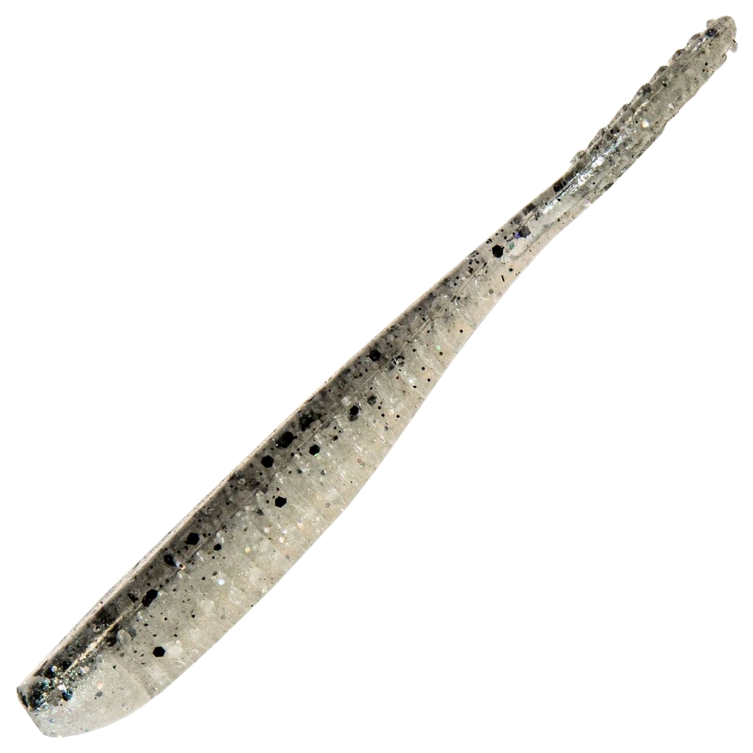Z-Man Trick ShotZ Jigi 3.5", väri Bad Shad: läpikuultava harmaa runko ja mustat pilkut