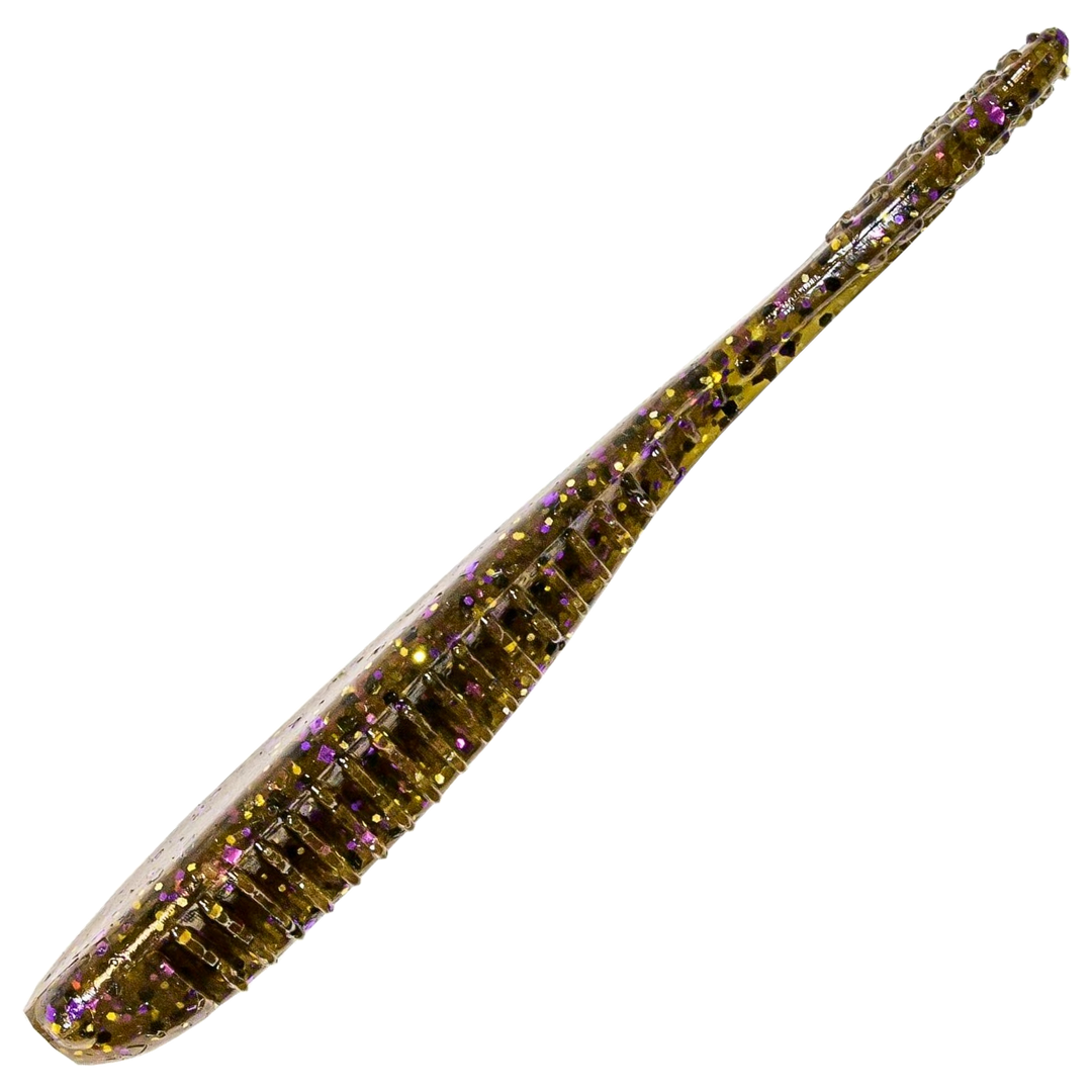 Z-Man Trick ShotZ Jigi 3.5", väri Green Pumpkin Goby: vihreänruskea runko ja violetit hileet