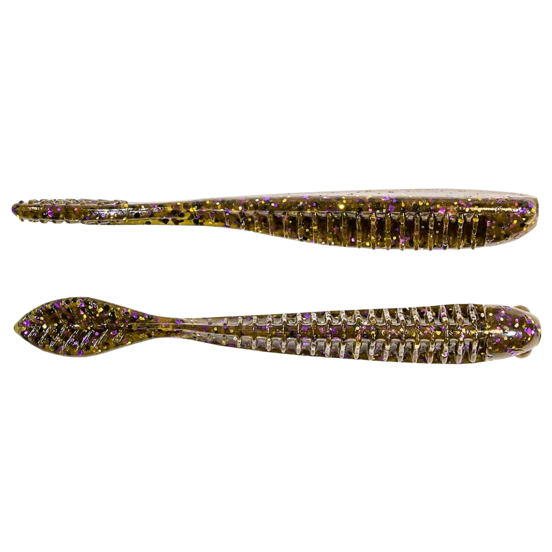 Z-Man Trick ShotZ Jigi 3.5" Green Pumpkin Goby sivulta ja alapuolelta
