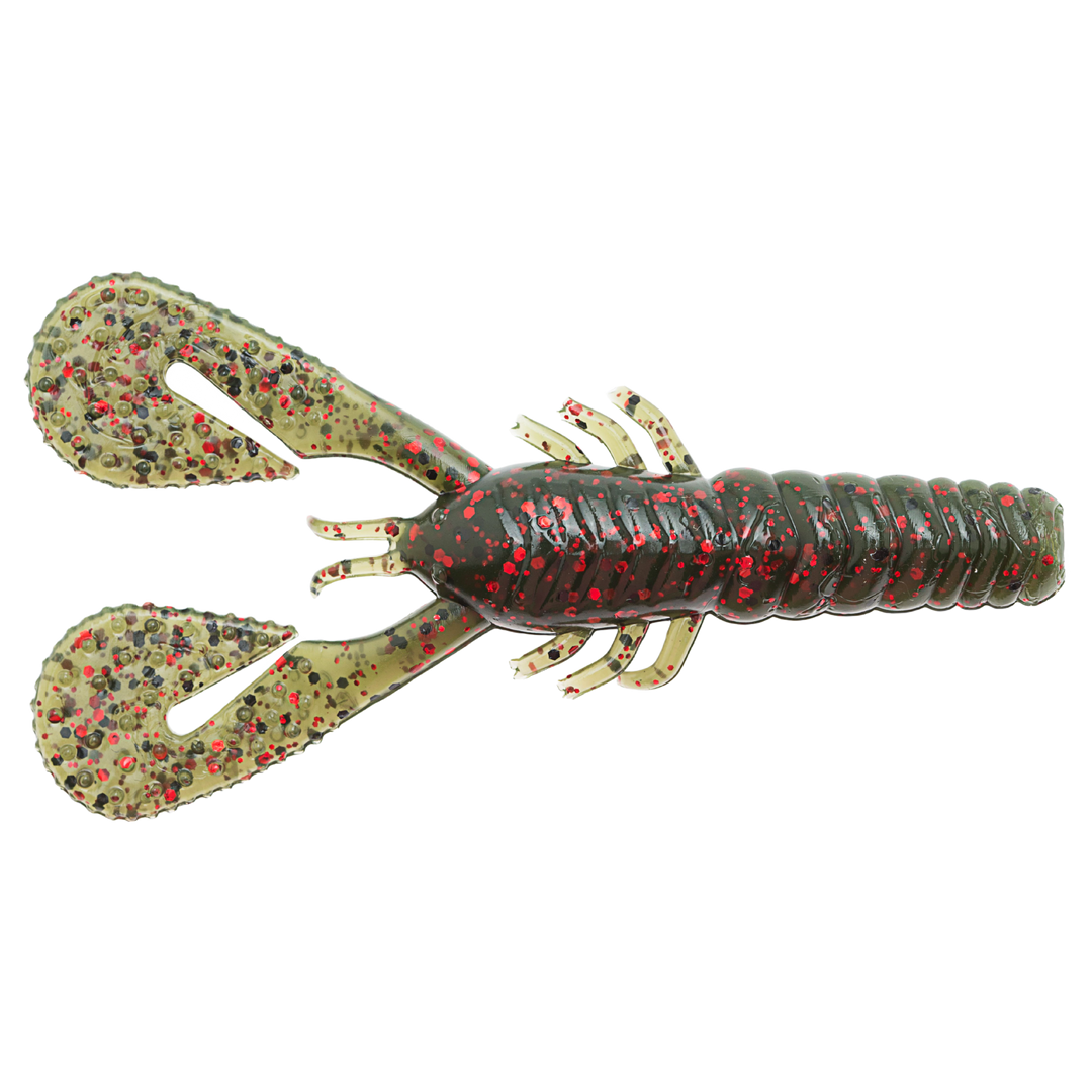Z-Man Turbo CrawZ Jigi 4" Dark Melon Red ylhäältä, pää vasemmalla